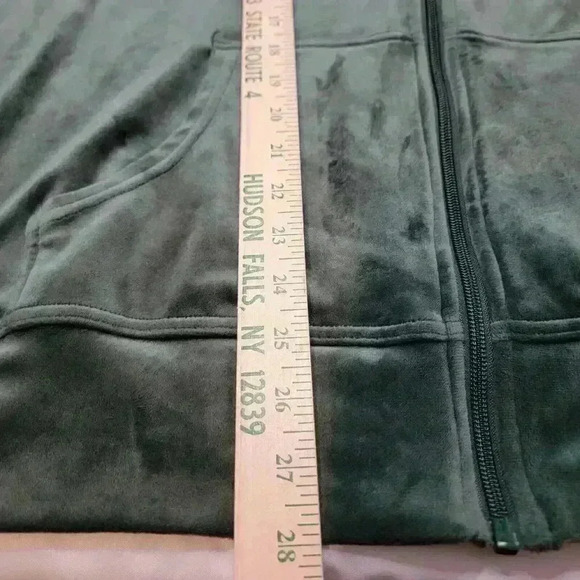 Aerie Offline After Party Velour Jacket Green Womens Large Athleisure Cozy Warm - Picture 9 of 11